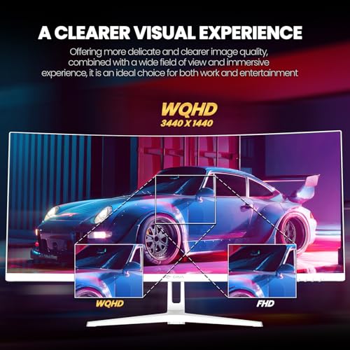 CRUA 30Inch Ultrawide Curved Monitor, 21:9 WFHD(2560x1080P) VA Computer Monitor, 120% sRGB 100HZ 1500R PC Monitors Support FreeSync, Wall-Mounted, with HDMI/DP Display Port-Black