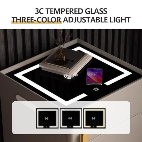 Smart Nightstand with Drawer and Safe, Invisible Integrated Safe, Smart Night Table with Drawer, Household Bedroom Bedside Table, Bedside Cabinet for Bedroom Living Room Furniture(Black,19.68*15.74*19