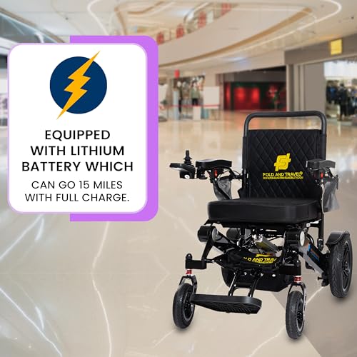 Premium Auto Folding Electric Wheelchair Portable Power Wheel Chair Advanced Mobility Solution for Adult and Senior (1 Battery 15+ Miles Range, Blue)