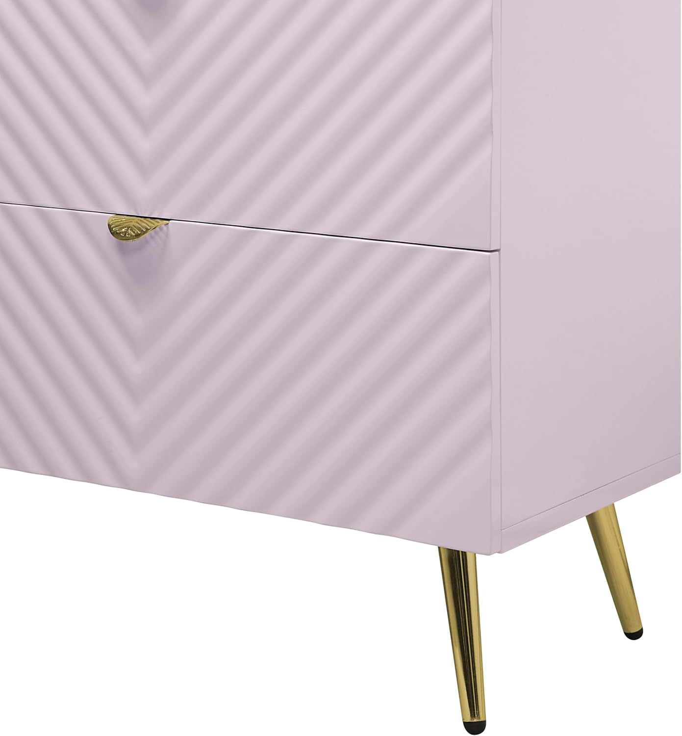 Acme Gaines 6-Drawer Contemporary Wood/Metal Dresser in Pink High Gloss