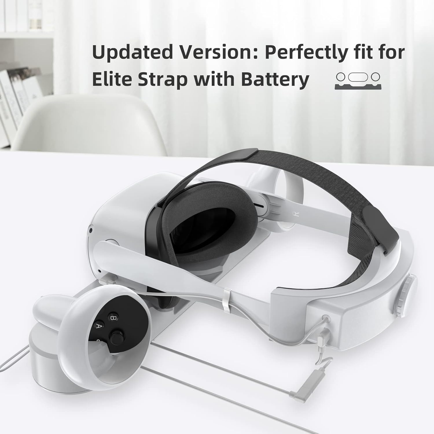 Smatree Oculus Quest 2 Charging Dock for Oculus Quest 2/Meta Quest 2,Charge Controllers and Headset Simultaneously,[Updated Fit Elite Strap], with 2 Rechargeable Controller Batteries(NO AC ADAPTER) Pack of 2