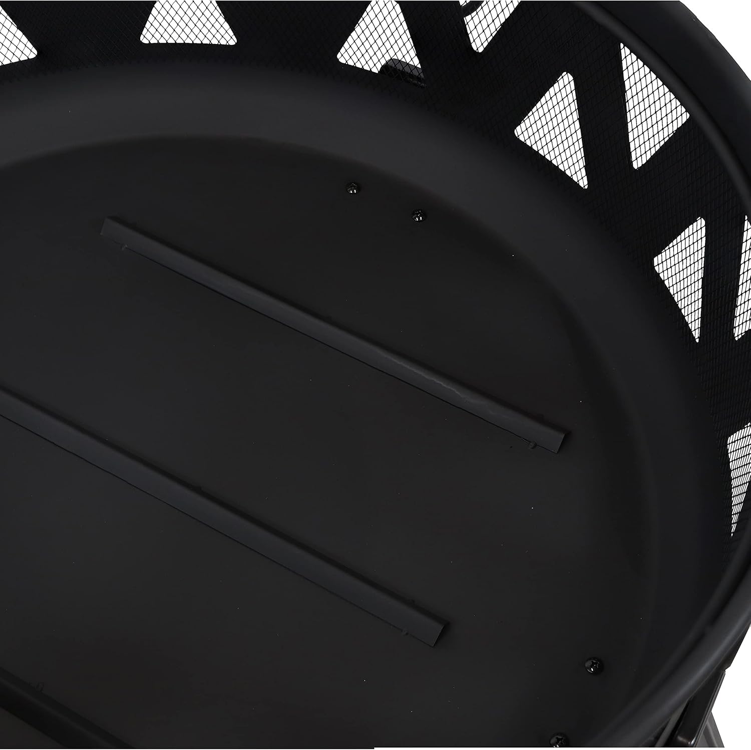 Sunnydaze 25-Inch Steel Wood-Burning Fire Pit with Mesh Stripe Cutouts - includes Poker and Spark Screen