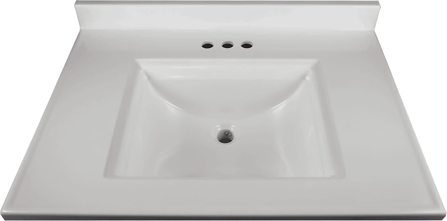 Design House 590877 Wyndham 2-Door Bathroom Cultured Marble 4" Centerset Camilla Vanity Top Unassembled, 31x22, White
