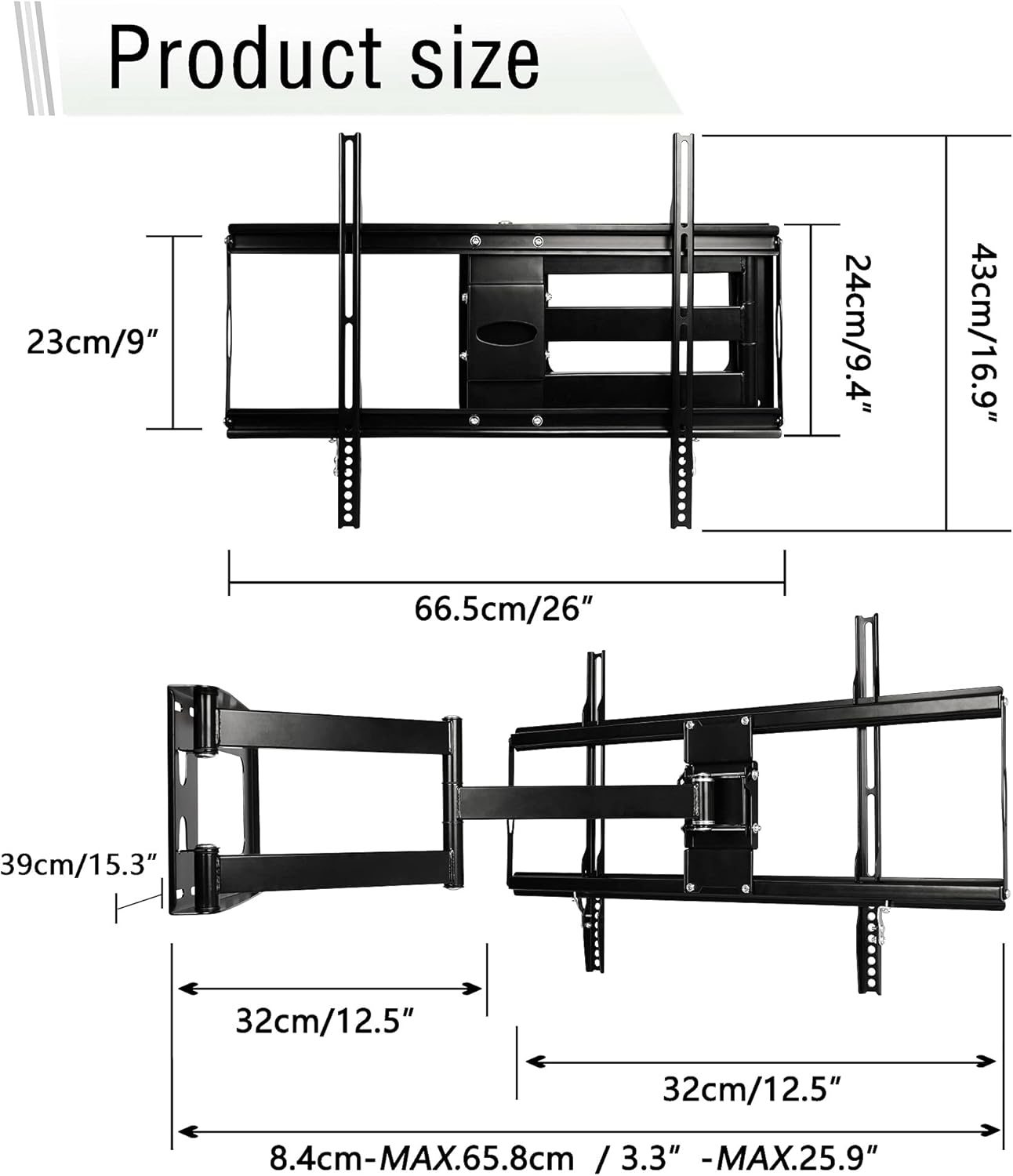 TV Wall Mount Full Motion TV Bracket for Most 32-70Inch Flat Screen TVs, TV Mount with Articulating Dual Arms Tilt Swivel 14" Extend, Wall Mount TV Bracket VESA 600x400mm TV Monitor Mount,Up to 99lbs Pack of 2