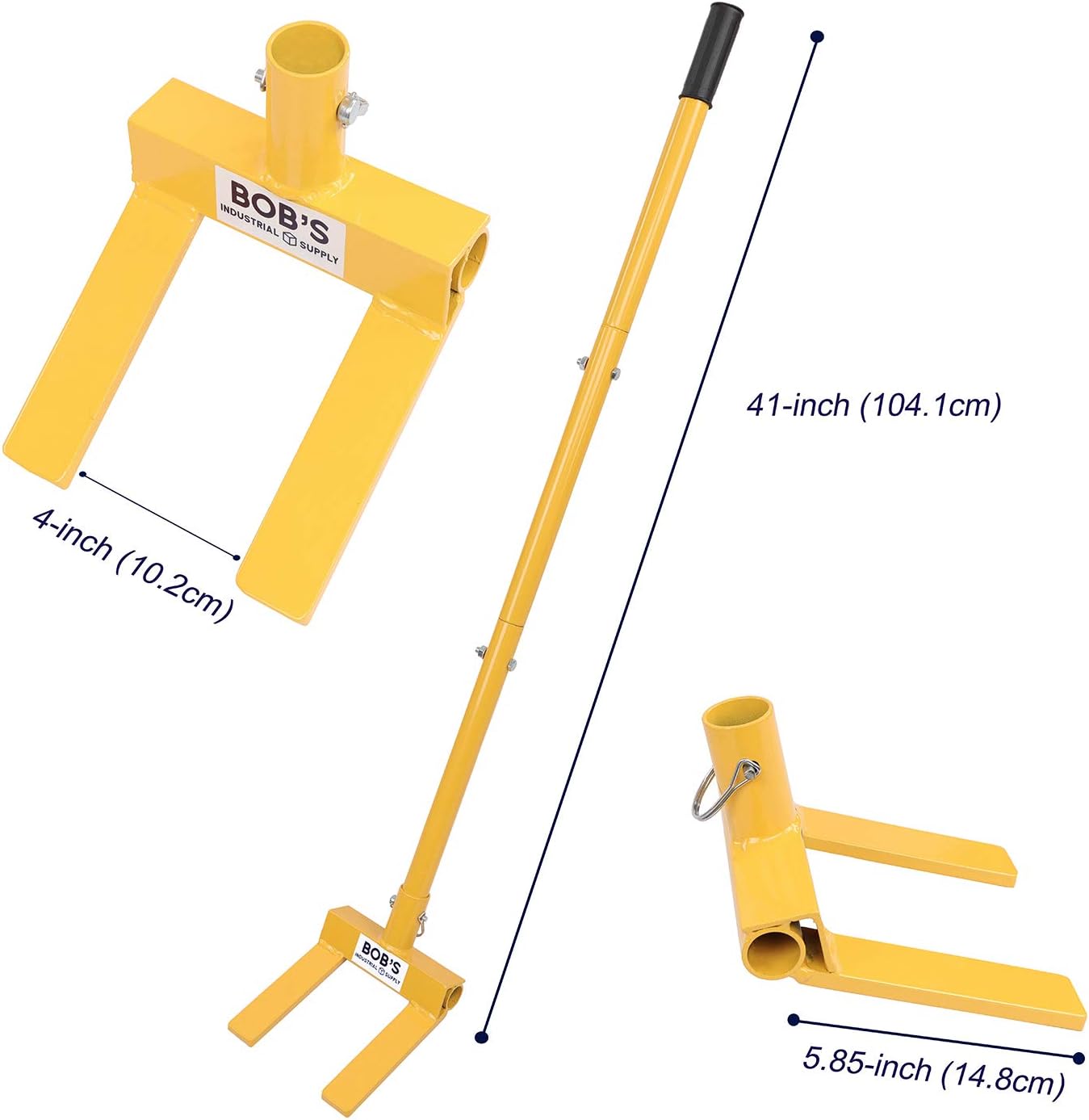 BISupply Pallet Buster Tool with Handle 3 Section 41in - Deck Wrecker Dismantler Wood Pallet Tool Breaker Pry Bar Puller Pack of 2