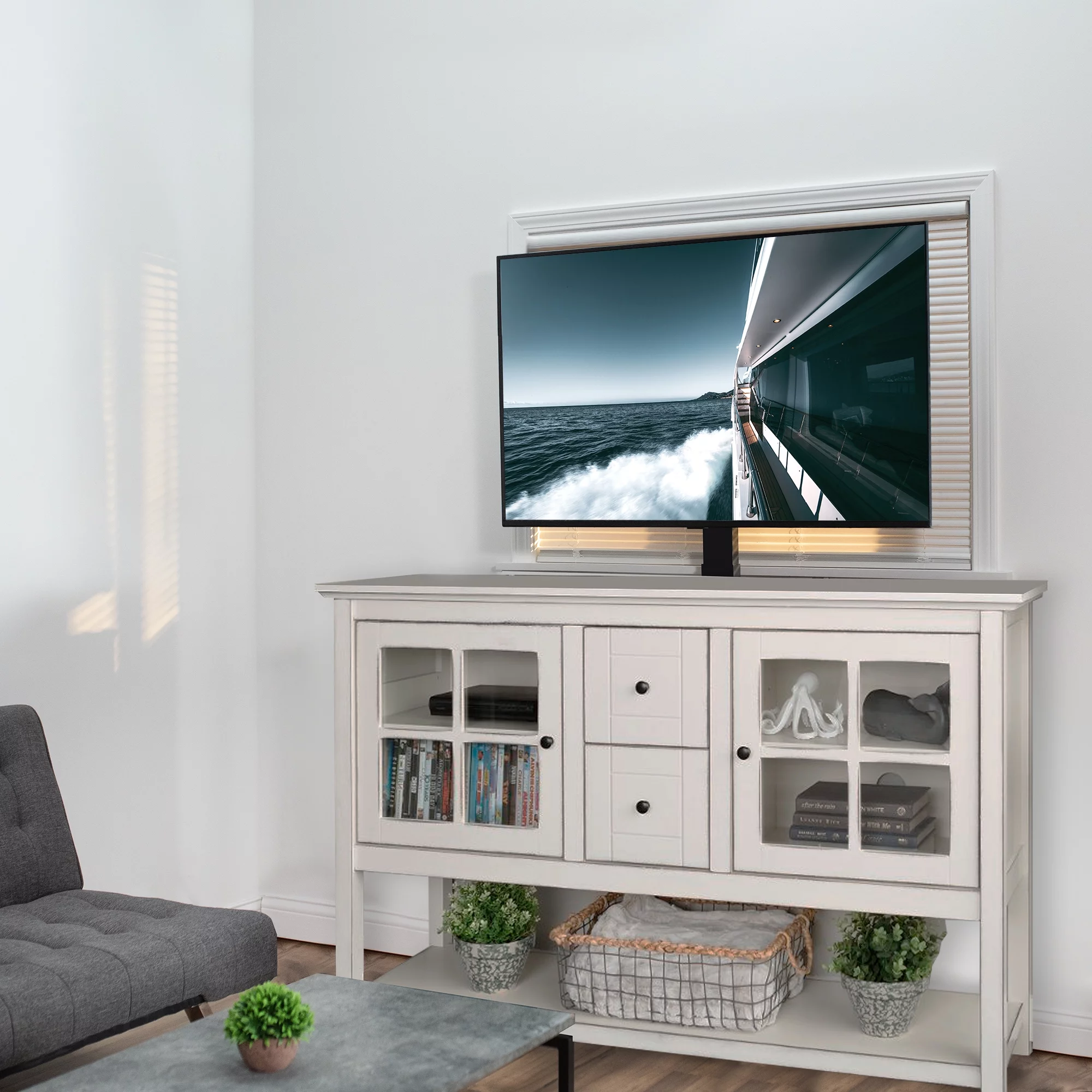 VIVO TV Motorized Vertical Stand Lift 32" to 48" | Height Adjustable Mount