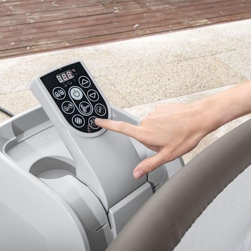Coleman SaluSpa Napa AirJet 2 to 7 Person Inflatable Hot Tub Round Portable Outdoor Spa with 180 Soothing Jets with Cover, Gray