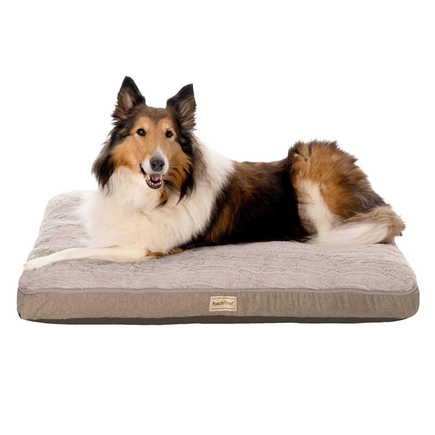 Pooch Planet Large Memory Foam Mix Dog Bed Plush Mattress w/Removable Washable Cover - Pet Supplies online store