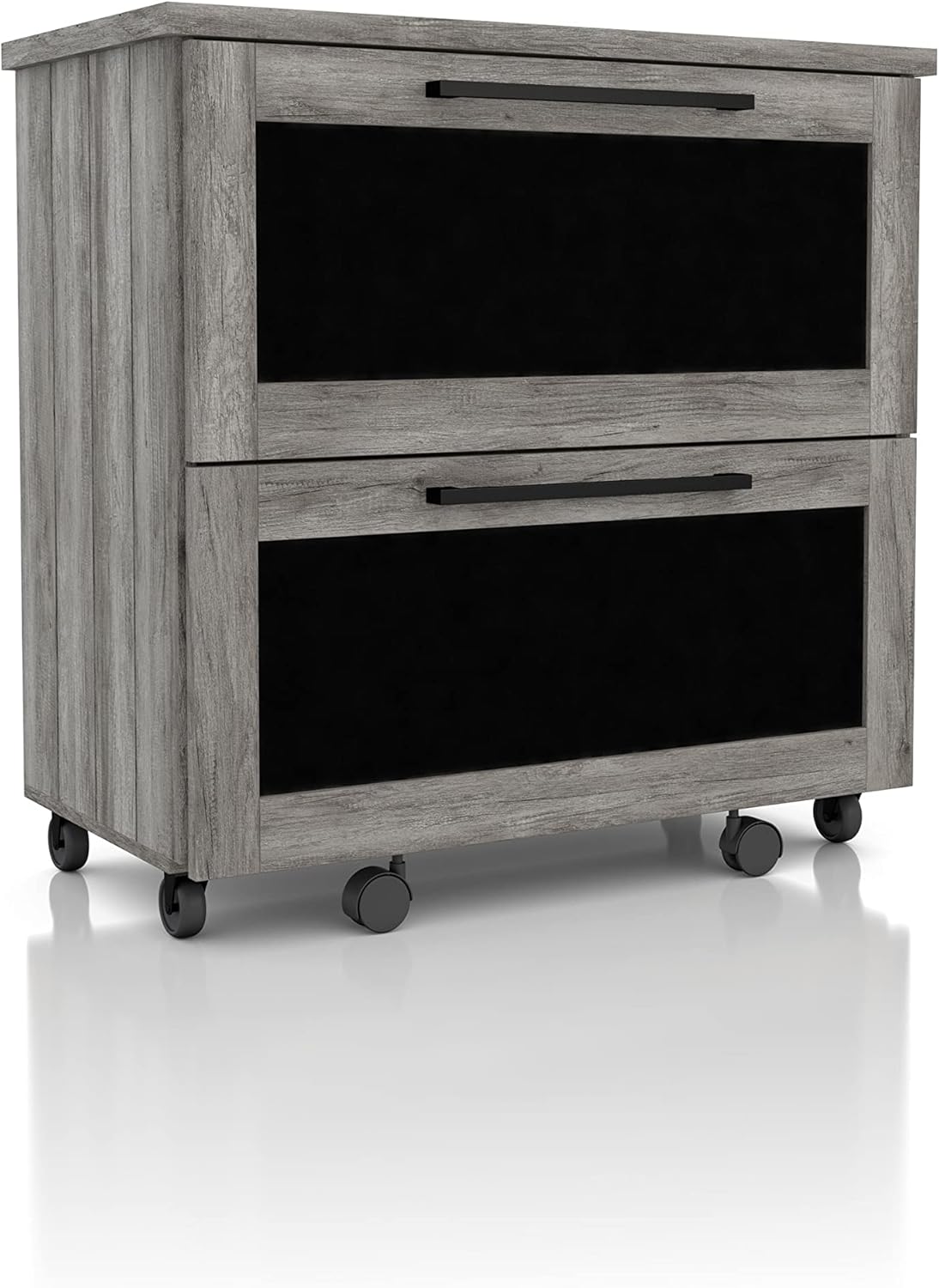 Brett Vintage Grey Oak 2-Drawer File Cabinet Country Rustic Urban MDF Paperboard Mobile