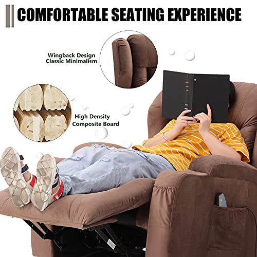 Electric Lift Chair Recliners for Elderly with Massage & Heat Vibration Power Lift Recliner Chair / 3 Positions / 2 Side Pockets / 2 Cup Holders for Home Living Room