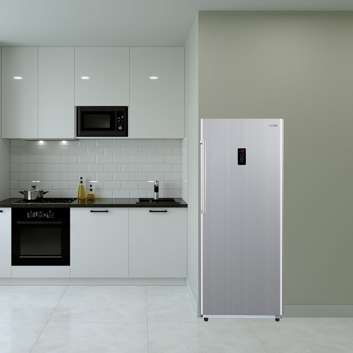 14cf Upright Freezer CONVERTIBLE REF Garage Ready 28in wide 110V (Stainless)