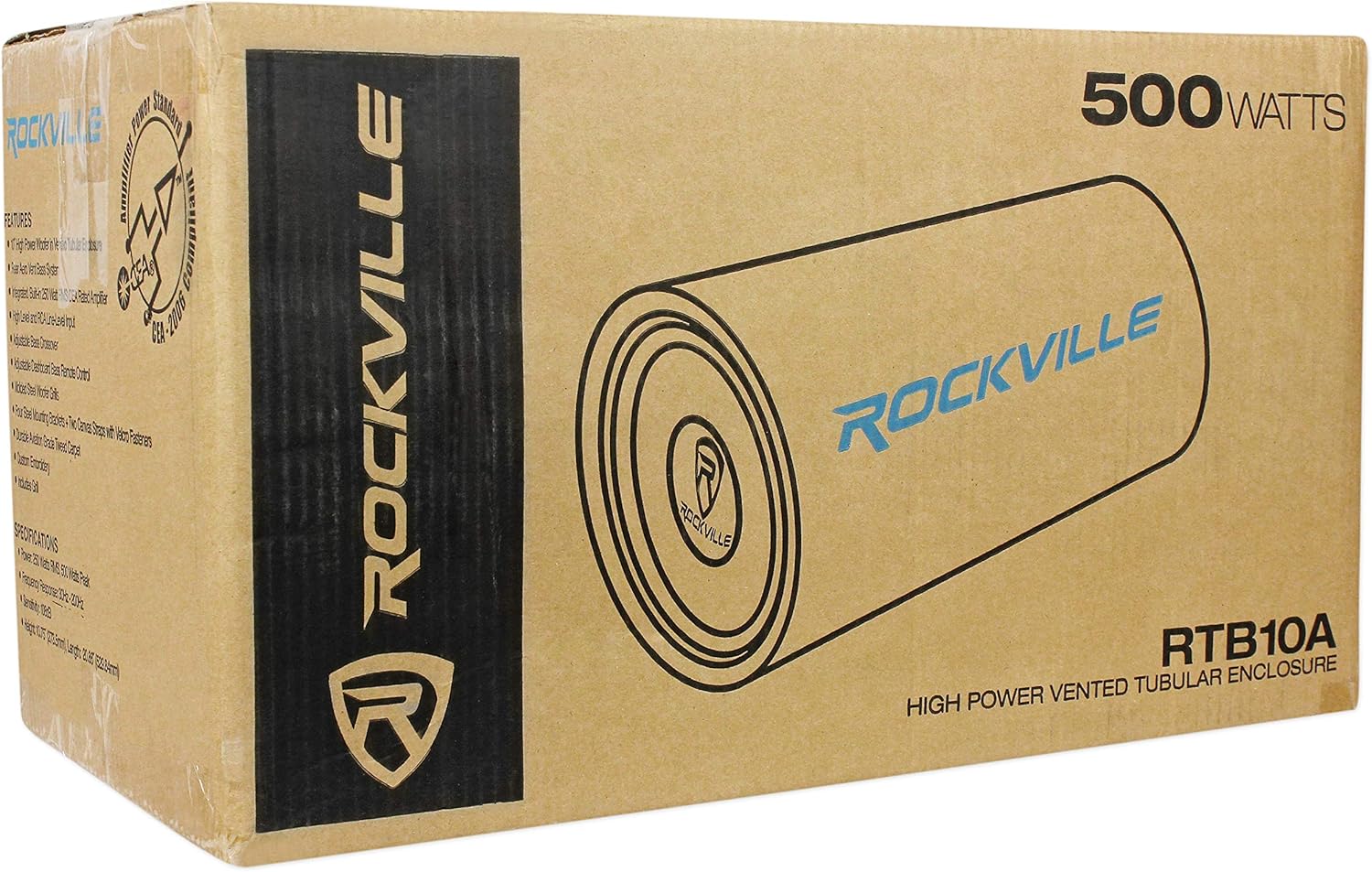 Rockville RTB10A 10" 500w Powered Subwoofer Bass Tube+Bass Remote + Amp Kit