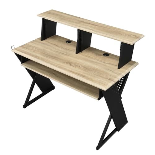 Solid Wood Black Music Studio Table, Black Finish for Small Spaces, Office, Room