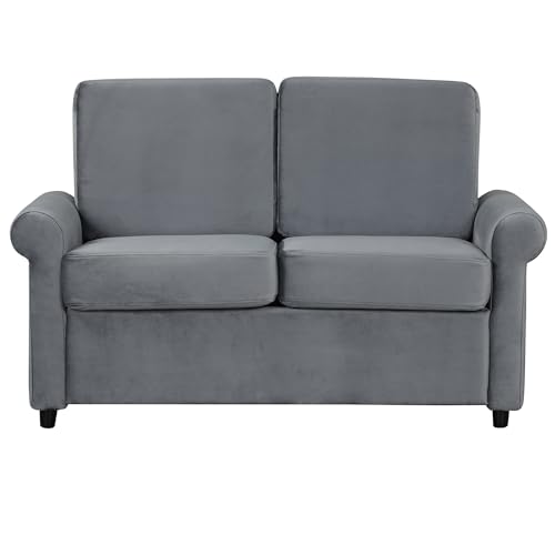 57.4" Pull Out Sofa Bed,Sleeper Sofa Bed with Premium Twin Size Mattress Pad,2-in-1 Pull Out Couch Bed with Two USB Ports for Living Room,Small Apartment, Gray (Old SKU:WF296899) Living Room Furniture