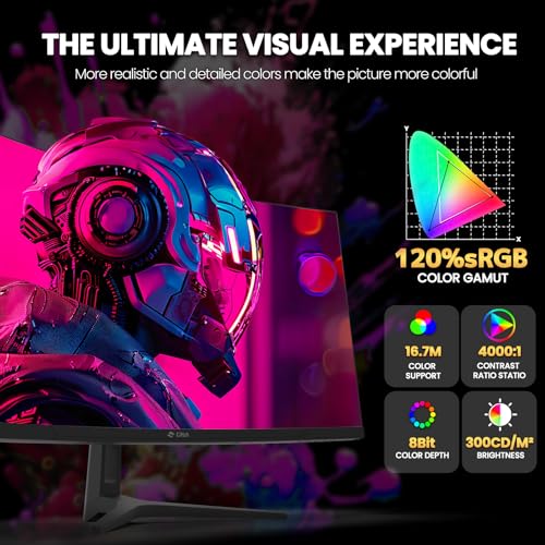 CRUA 30Inch Ultrawide Curved Monitor, 21:9 WFHD(2560x1080P) VA Computer Monitor, 120% sRGB 100HZ 1500R PC Monitors Support FreeSync, Wall-Mounted, with HDMI/DP Display Port-Black
