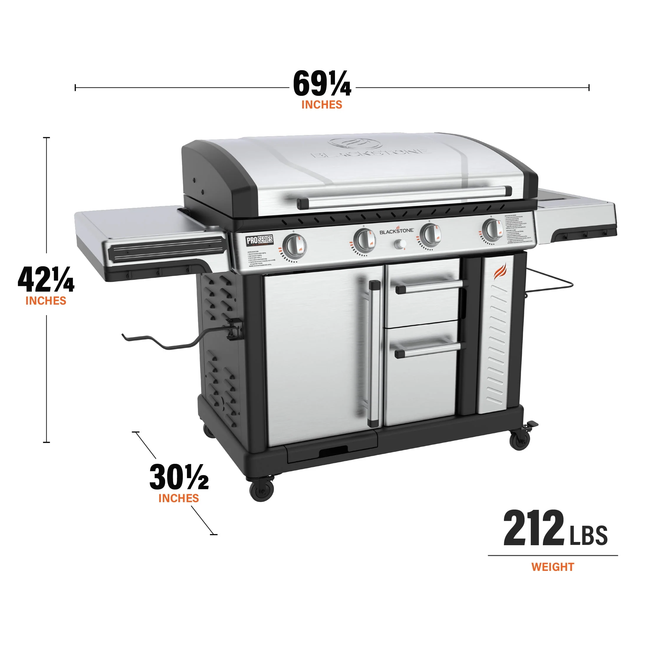 Blackstone ProSeries 4-Burner 36 Propane Griddle with Stainless Steel Cabinet and Hood