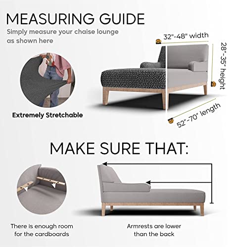 PAULATO BY GA.I.CO. Chaise Lounge Cover Lounge Chair Sofa Slipcover- Soft Polyester Fabric Slipcovers - 1-Piece Form Fit Stretch Furniture Slipcover - Mille Righe Collection - Cream (Chaise Lounge)
