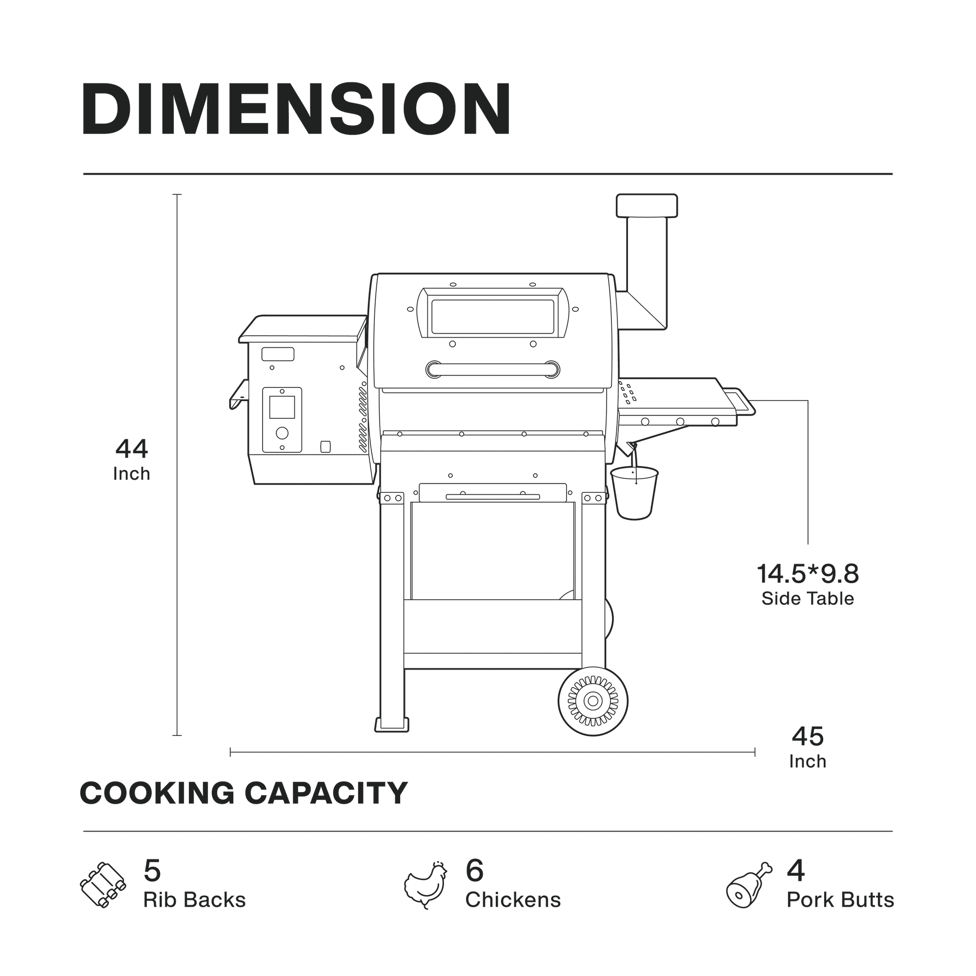 ASMOKE Wood Pellet Grill Smoker 515 sq. in., Bronze