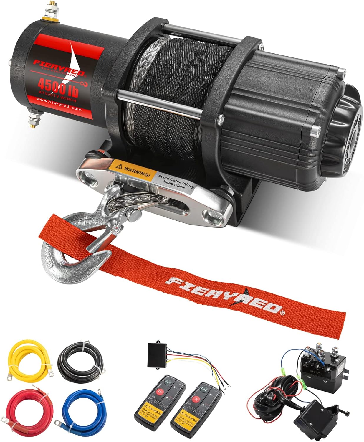 FIERYRED 12V 4500LBS Electric Steel Cable ATV Winch Kits for Towing ATV/UTV Off Road Trailer with Wireless Mounting Bracket