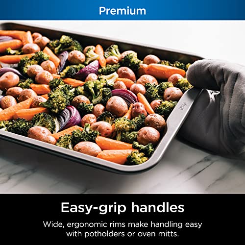 Ninja Foodi NeverStick Premium Bakeware Sheet Set, Oven Safe up to 500⁰F, with Baking Sheet, Loaf Pan, 12 Cup Muffin Pan, & Round Cake Pans, Grey
