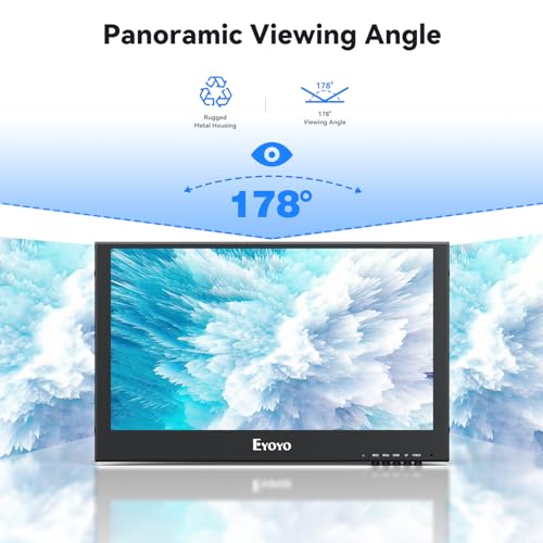 Eyoyo 12 inch Monitor 1920x1080 IPS LCD Screen Support VGA HDMI BNC AV USB Input Built-in Dual Loudspeakers Metal Housing for PC Laptop Raspi