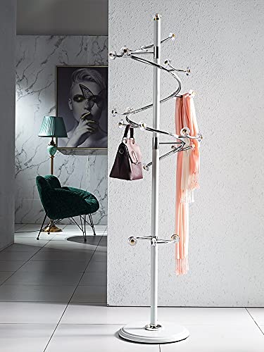Home Furnishing Coat Rack Floor Hanger Hanger Floor Bedroom Stainless Steel Coat Rack Clothes Rack Household Single Coat Rack Hat Hanger (Color : White Double Ball 4.5cm)