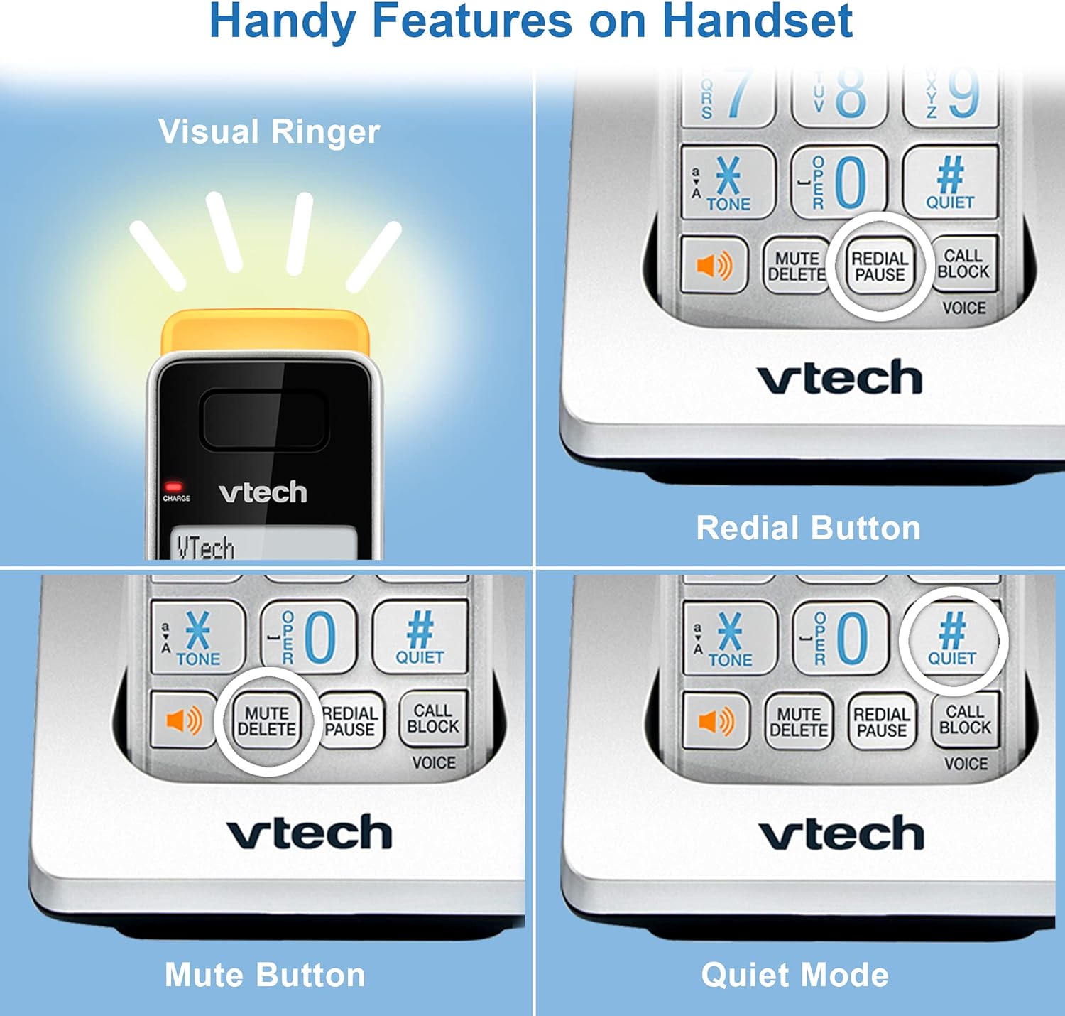 VTECH IS8121-4 Super Long Range up to 2300 Feet DECT 6.0 Bluetooth 4 Handset Cordless Phone for Home with Answering Machine, Call Blocking, Connect to Cell, Intercom and Expandable to 5 Handsets