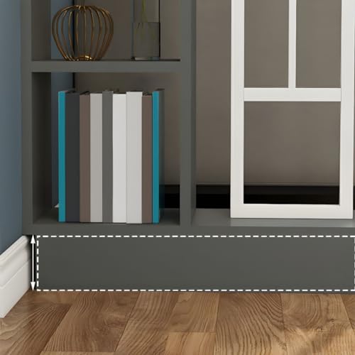 CraftThink Wall Room Divider, Modern Wood Bookshelf with Translucent Screens and Multiple Shelves, Storage Cabinet Display Storage for Home Office Decorative, 39.5" L x 80" H White-Black