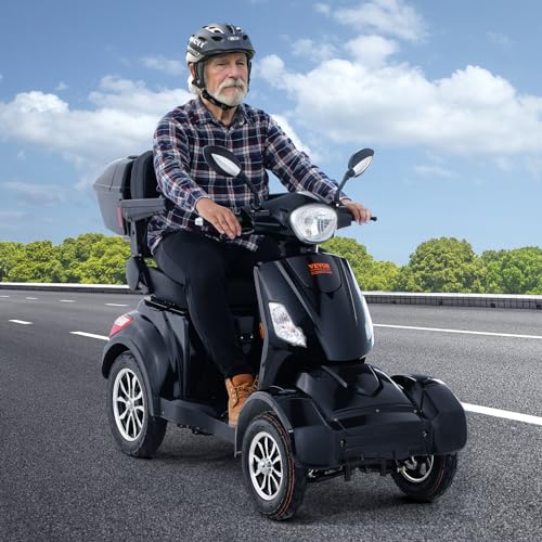 VEVOR Heavy Duty 4-Wheel Mobility Scooters for Seniors & Adults, 500lbs Capacity - 31 Miles 3-Speed Long Range, 800W All Terrain Electric Recreational Scooter Wheelchair with 25° Max Climbing Capacity
