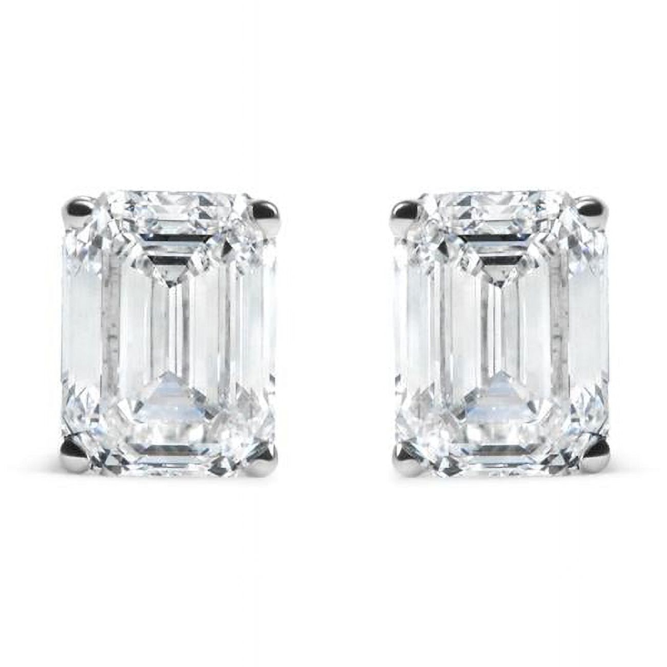Infinite Jewels  14K White Gold 2.0 CTTW Emerald Cut Lab Grown Diamond Solitaire Stud Earrings, G-H Color - VS1-VS2 Clarity