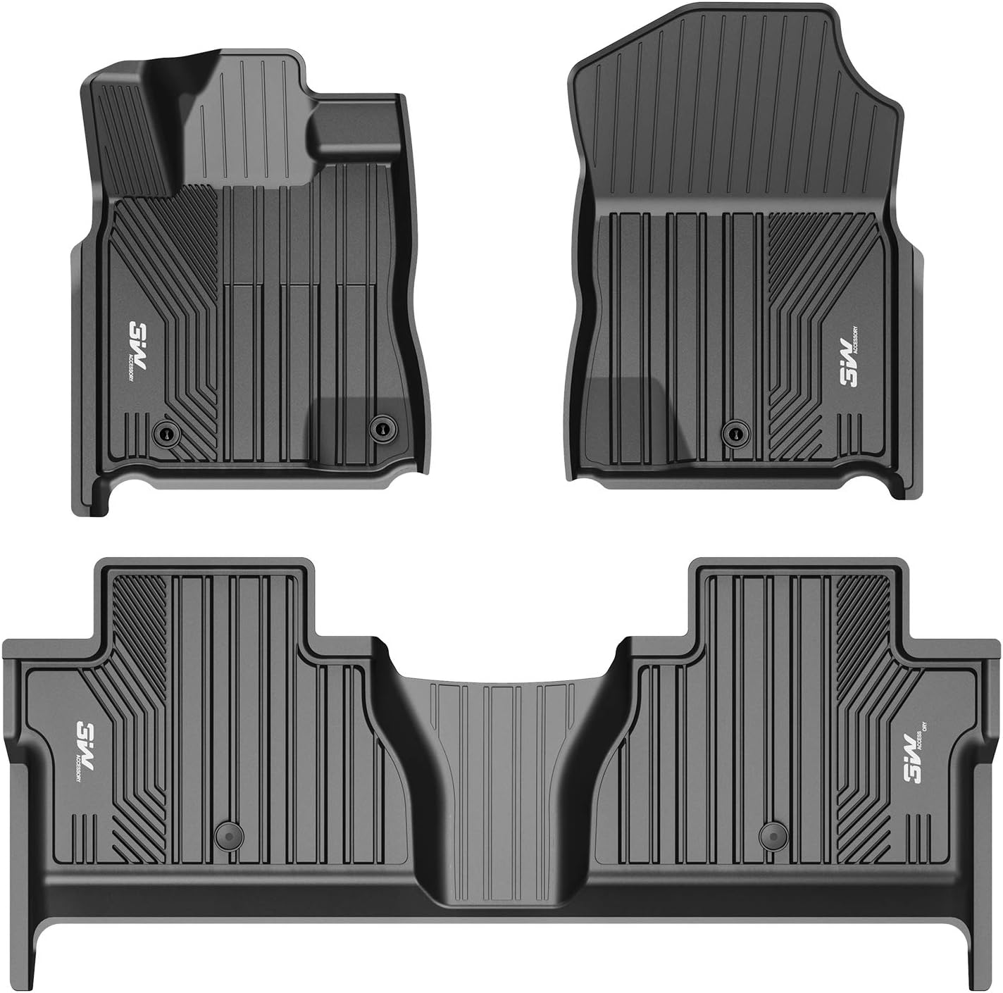 3W Floor Mats Compatible for Toyota Tundra 2014-2021 TPE All Weather Custom Fit Floor Liner for Toyota Tundra 1st and 2nd Row Full Set Car Mats Black