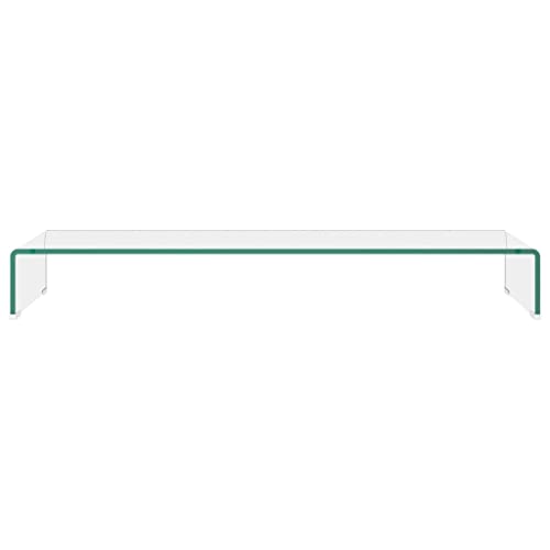 TV Stand/Monitor Riser Glass Clear 39.4"x11.8"x5.1",Clear Glass TV Stand with Tempered Glass Construction for SpaceSaving and Comfortable Viewing Experience 39.4" x 18" x 5.1" Furniture for TV & Media