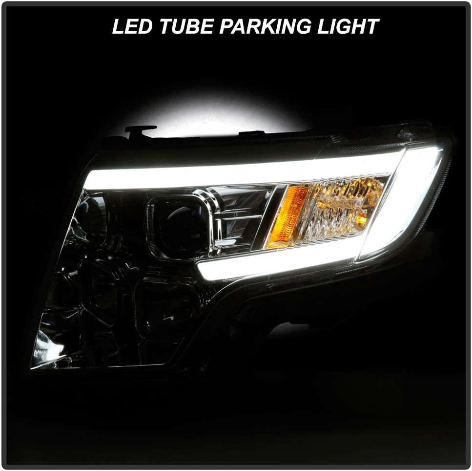 ACANII - For 2007-2010 Ford Edge LED Tube Chrome Housing Projector Headlights Headlamps Assembly Driver & Passenger Side