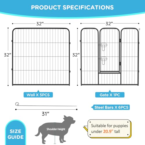 BestPet Dog Playpen Indoor 40 inch 16 Panels Metal Dog Pen Pet Dog Fence Outdoor Exercise Pen with Doors,Pet Puppy Playpen for RV Camping Yard, Black