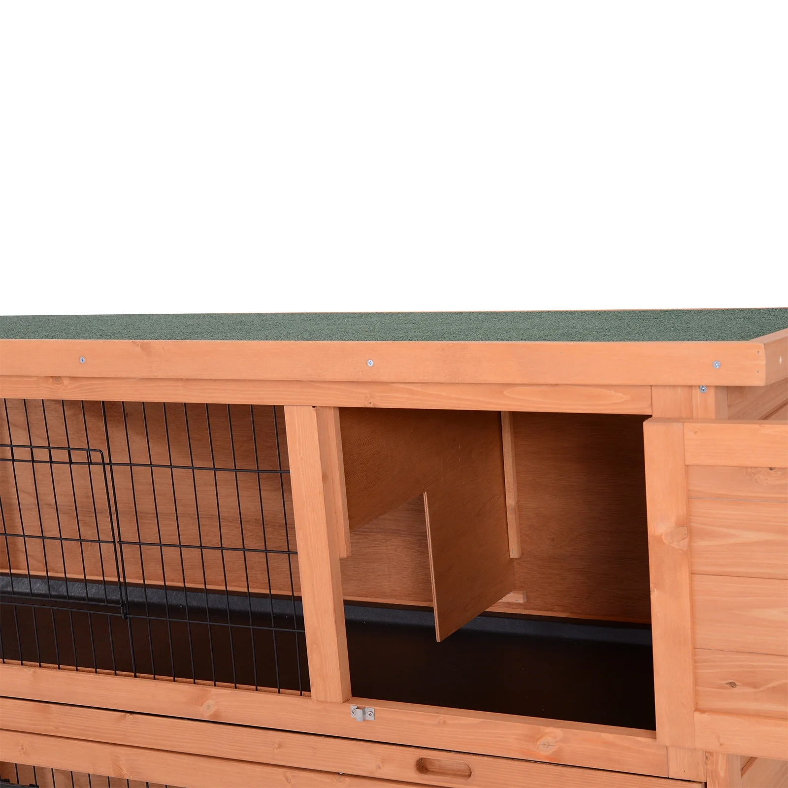 Pawhut 54" 2-Floor Large Rabbit Hutch Wooden Pet House Bunny Cage Small Animal Habitat with Lockable Doors Run Asphalt Roof for Outdoor Use Gray - Curated Treasures Market