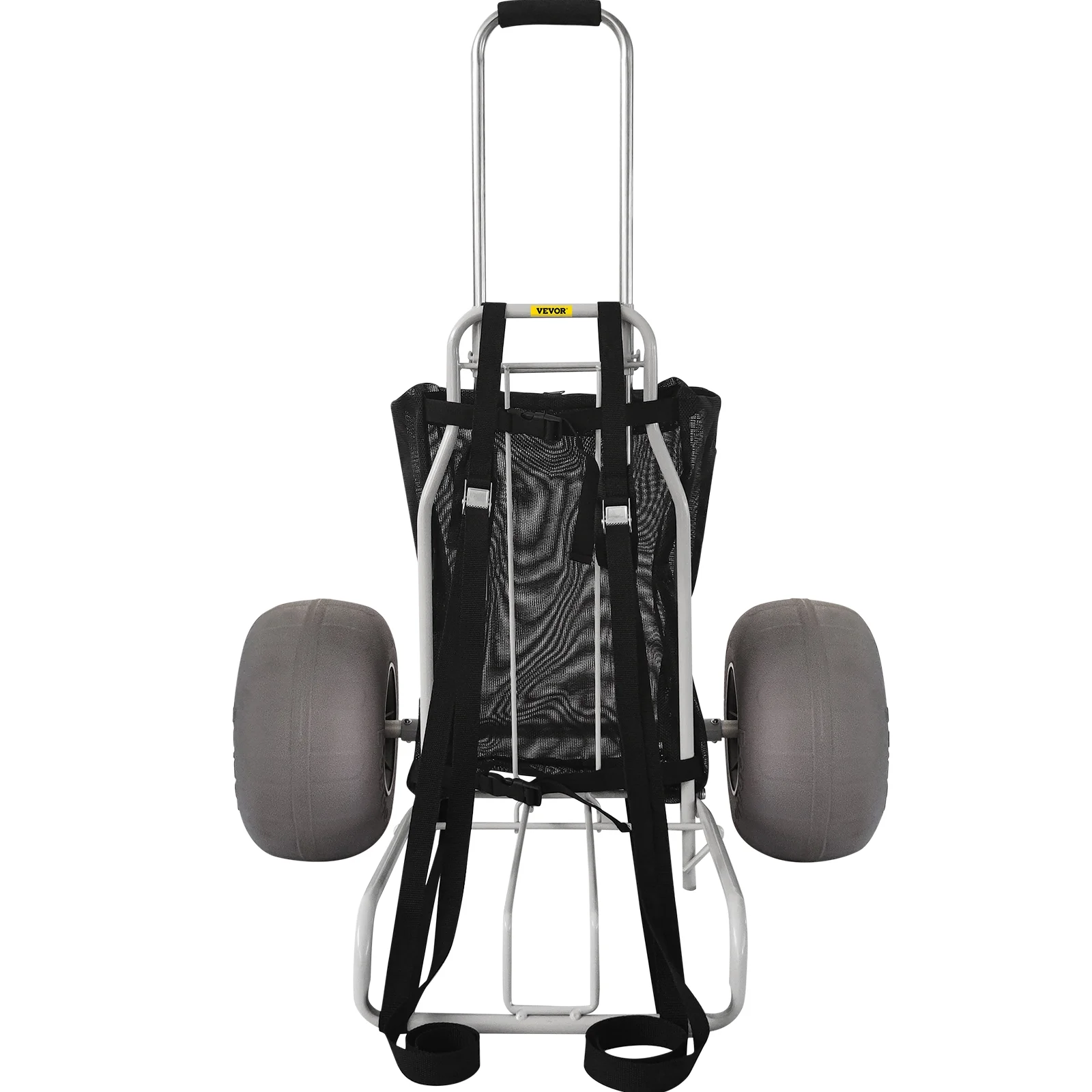 VEVOR Beach Carts for the Sand, w/ 12" TPU Balloon Wheels, 165Lbs Loading Capacity Folding Sand Cart & 29.5" to 49.2" Adjustable Height, Heavy Duty Cart for Picnic, Fishing, Beach