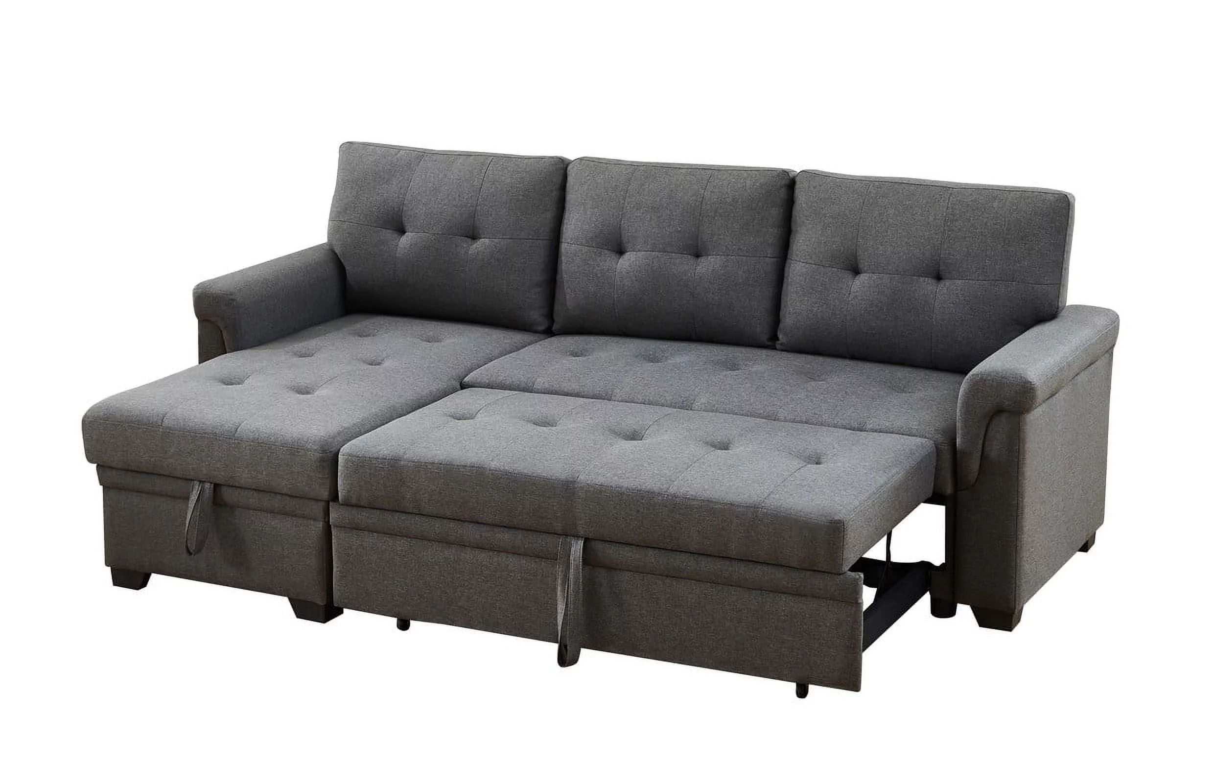 Hunter Dark Gray Fabric Reversible Sleeper Sectional Sofa with Storage Chaise