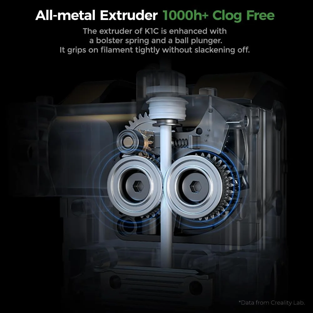 Creality K1C 3D Printer All-Metal Clog-Free Direct Extruder Tri-Metal Nozzle Auto Leveling Core XY AI Function 8.66 * 8.66 * 9.84 in