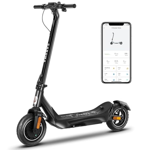 Caroma Electric Scooter Adults, 850W Motor, Max 36 Mph & 30-37 Miles Long Range, 10 Inch Run-Flat Tires, Folding E-Scooter with Dual Motor and Dual Brakes, Smart Control