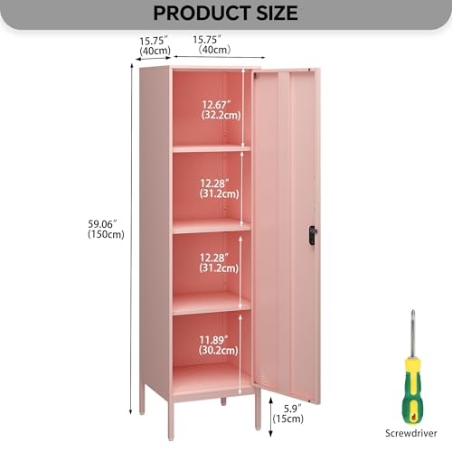 Metal Locker, Storage Cabinet with Digital Lock, Steel File Cabinet with 3 Adjustable Shelves for School, Living Room, Bedroom, Office (Green)