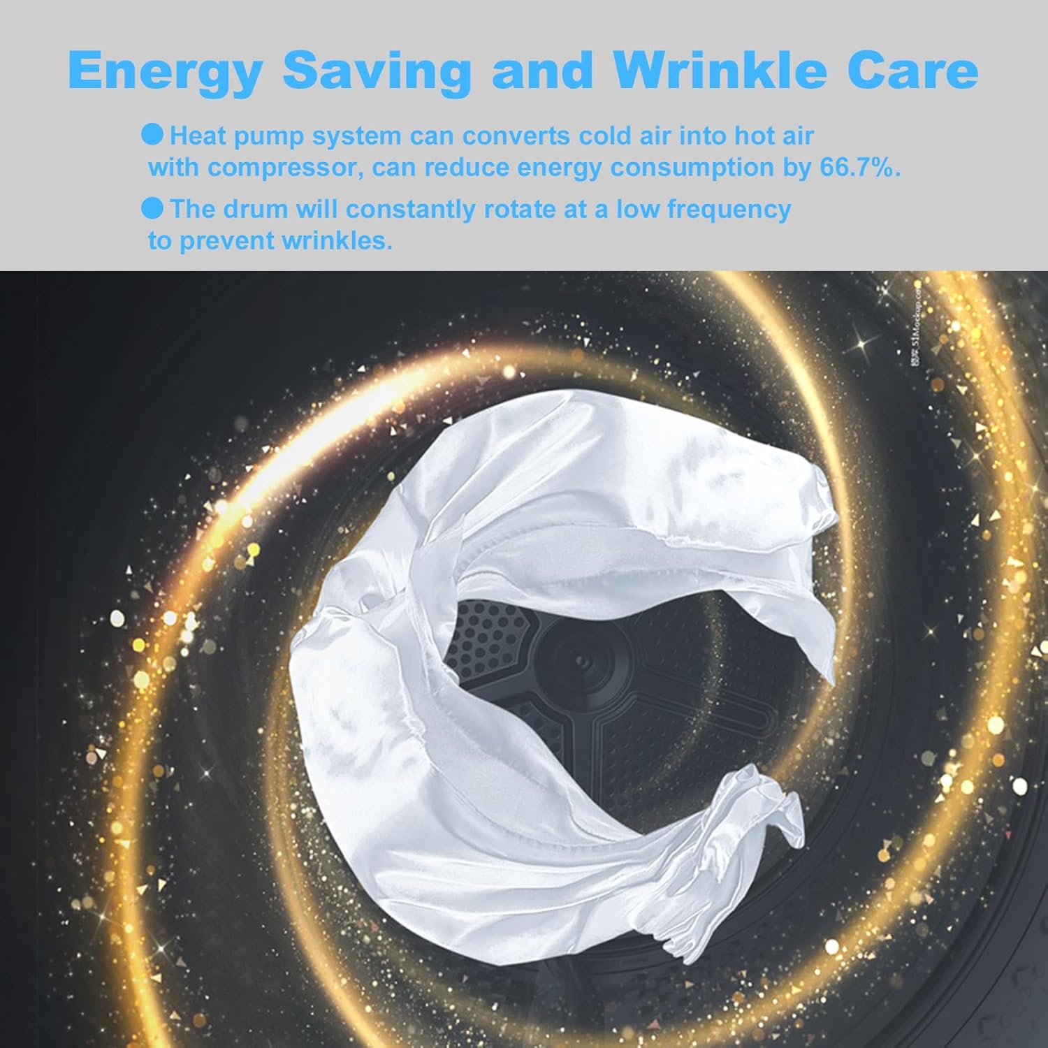 4.4 Cu.Ft Ventless Heat Pump Dryer, 24" Compact Clothes Drying Machine, Electric Front Load Dryer, Stackable for Small Spaces, Apartment, 16 Drying Cycles, White