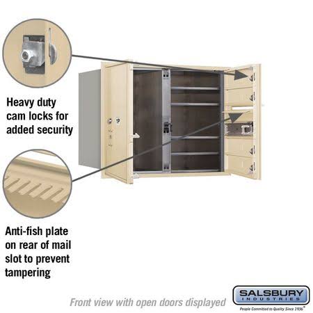 Salsbury Industries 3706D-04SFP 4C Horizontal Mailbox, Sandstone