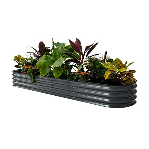 Vego garden Raised Garden Bed Kits, 17" Tall 9 in 1 8ft X 2ft Metal Raised Planter Bed for Vegetables Flowers Ground Planter Box-Modern Gray