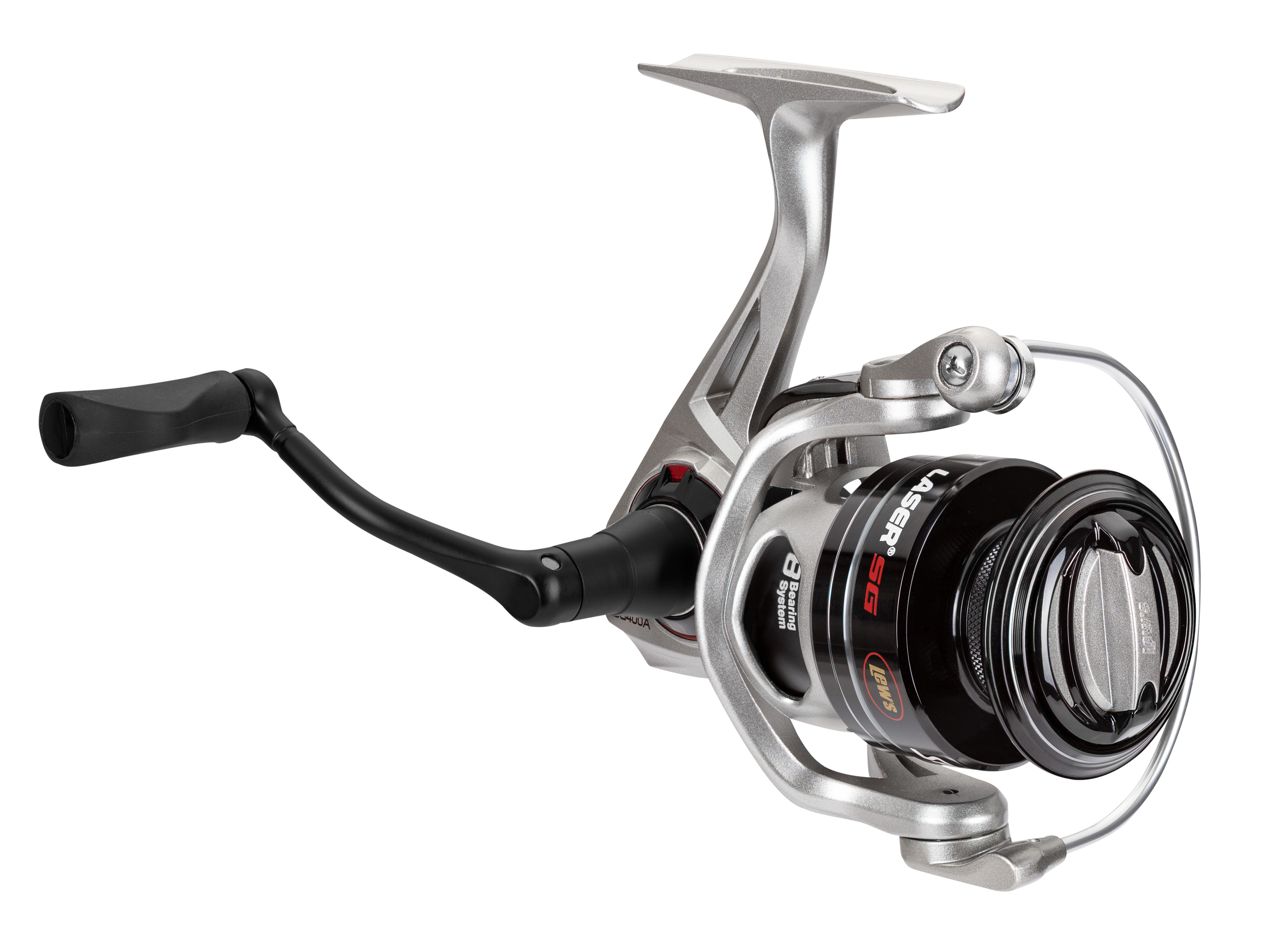 Lew's Laser SG Speed Spin Spinning Fishing Reel, Size 400 Reel, Silver (Clam Package)