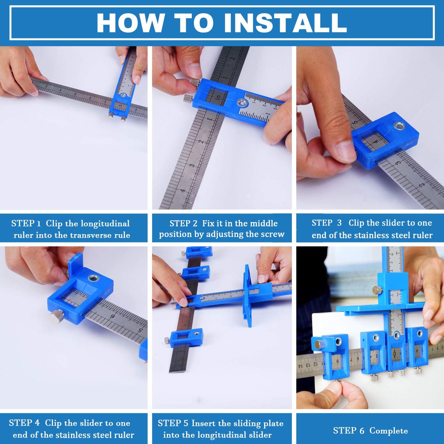King&Charles Cabinet Hardware Jig, Aluminum Alloy Cabinet Handle Jig - Cabinet jig for handles and pulls, Drill Guide Sleeve Drawer Pull Jig Tool for Cabinet Knobs Pulls.