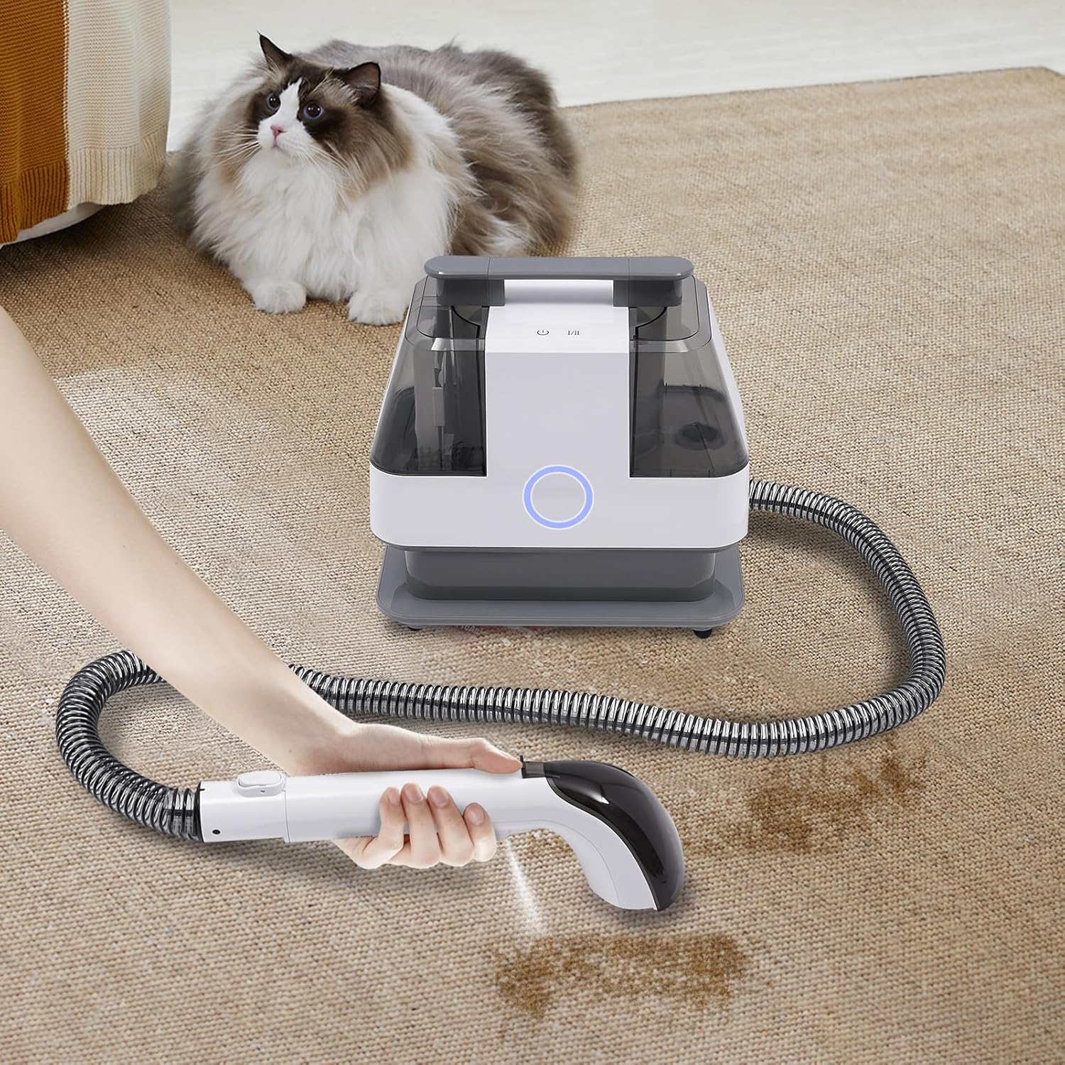 CNCEST Cleaner Machine,15KPa Portable Carpet Couch Deep Cleaner,Wet or Dry Handheld Rug Cleaner with Two Tanks,for Furniture Hand Held Sofa Shampooer for Car Seat Pet Stain
