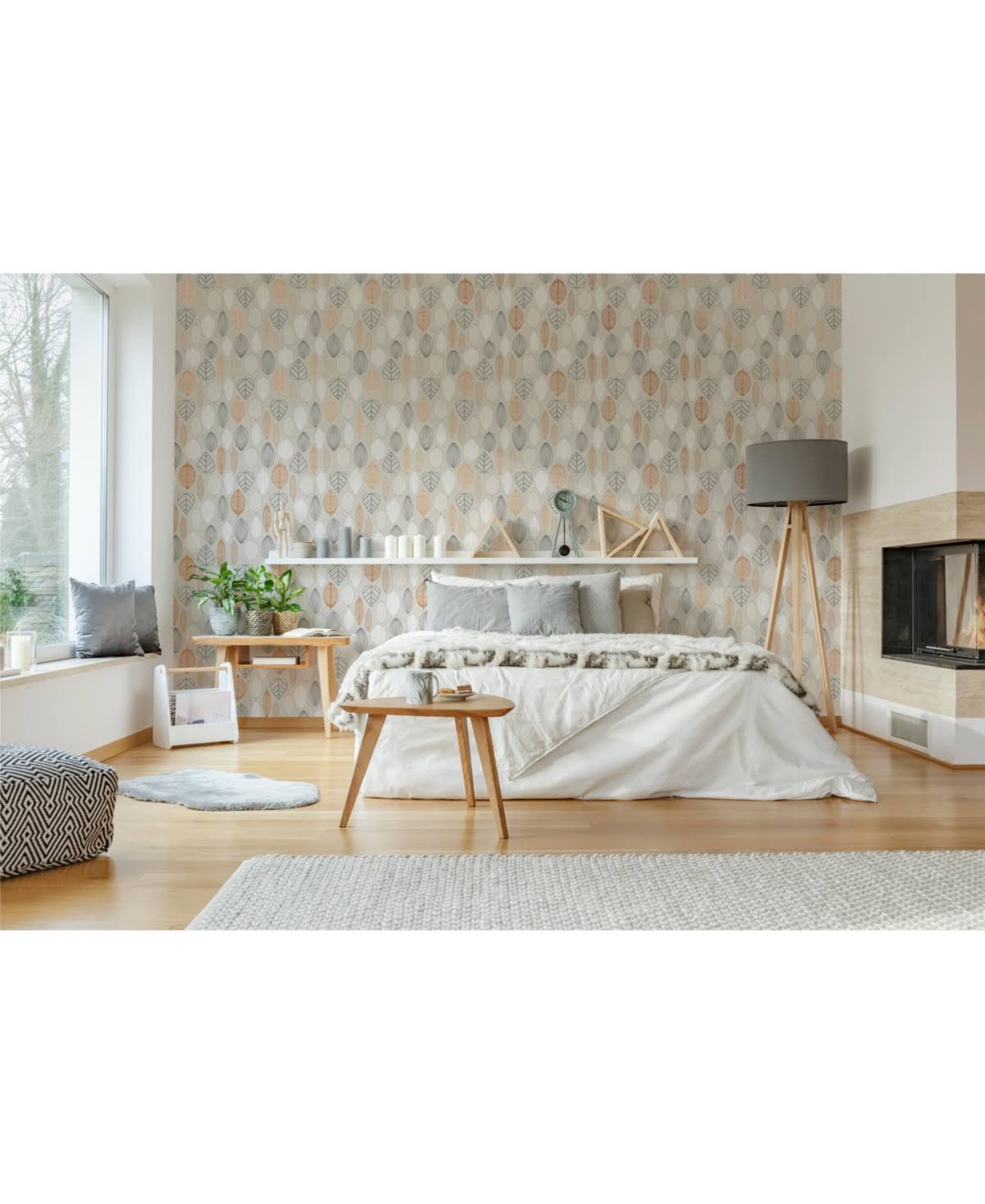 Graham u0026 Brown Highland Scandi Leaf Wallpaper, Copper