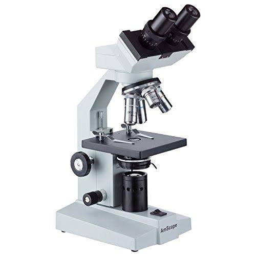 Amscope Binocular Biological Microscope 40X-2500X with Extensive Slide Preparation Kit and Book, White