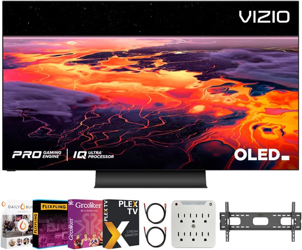 Vizio OLED55-H1 55" Class OLED Premium 4K UHD HDR SmartCast TV Bundle with Premiere Movies Streaming 2020 + 37-100 Inch TV Wall Mount + 6-Outlet Surge Adapter + 2X 6FT 4K HDMI Cable