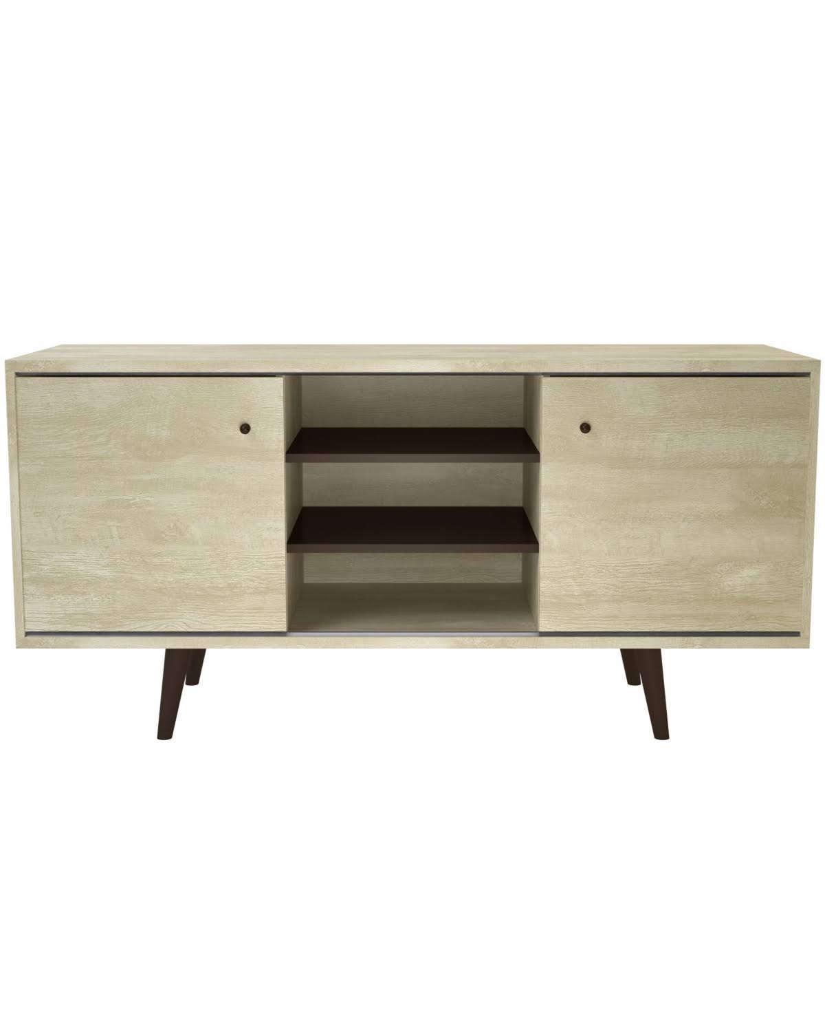 Amazonia 2 Cabinet Mid-Century 53x22 Wood TV Stand with Shelves - Sand